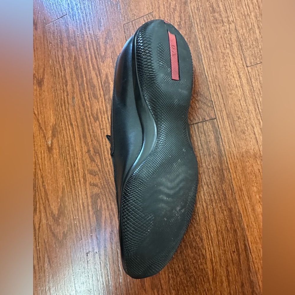 Prada Linea Rossa Black Leather Loafers - Picture 6 of 10